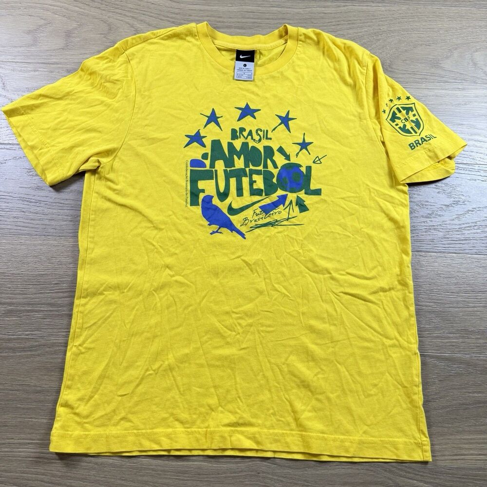 Nike Brazil Shirt Men Large Brasil Amor Futebol 2010 FIFA World Cup